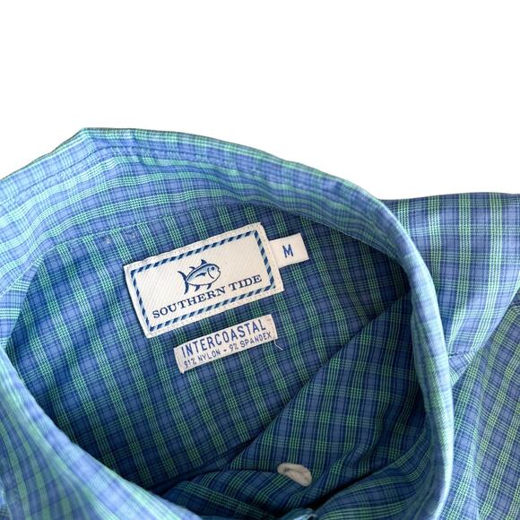 Southern Tide Intercoastal Plaid Long Sleeve Button Down Dress Shirt Blue Medium - Picture 9 of 14